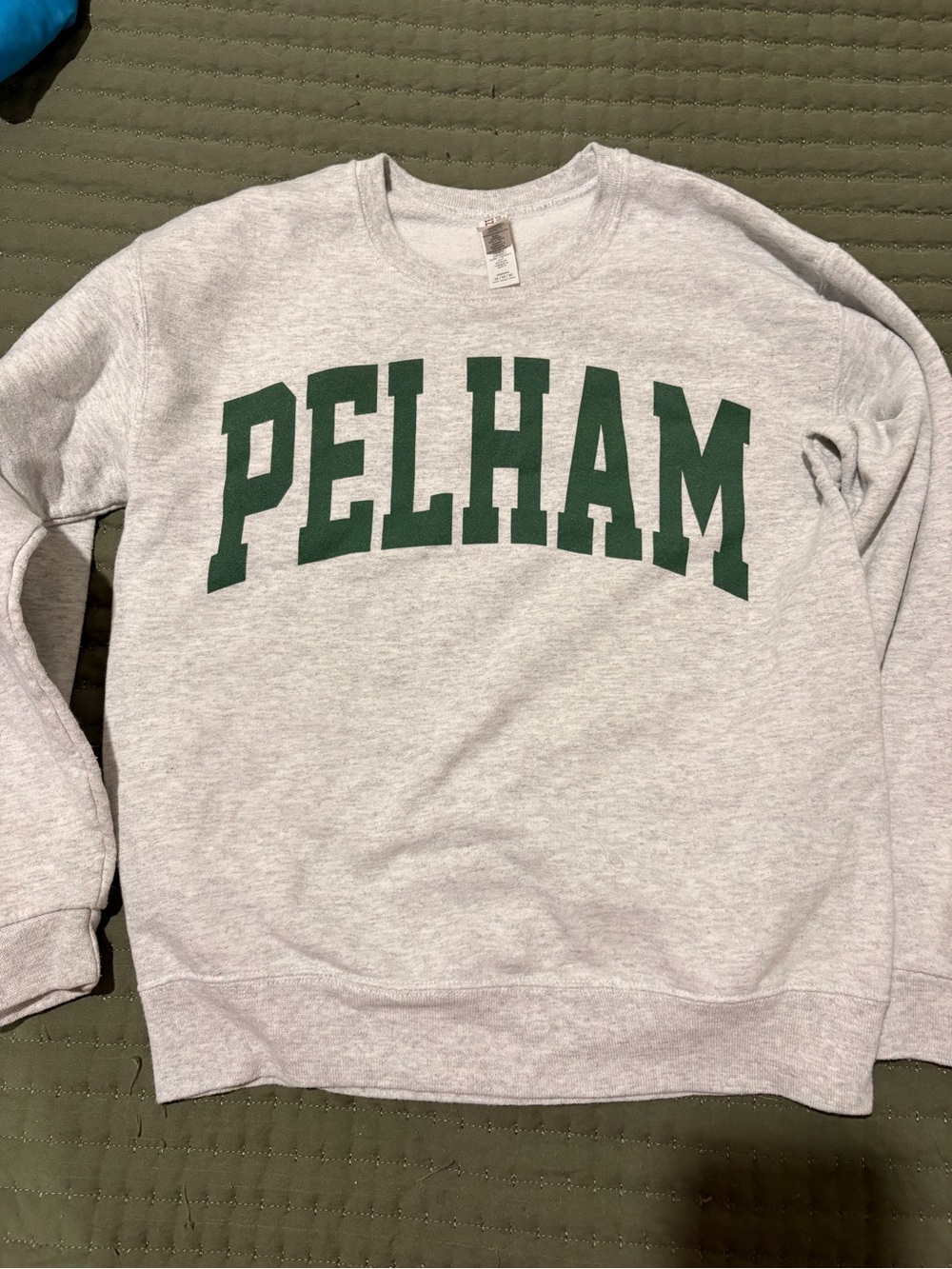 Jerzees Gray Crewneck Sweatshirt with Green Pelham Arch